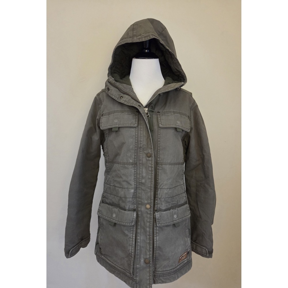 L.L.Bean Women's‎ Quilted Utility Field Jacket Olive Green Hooded Size S Item...